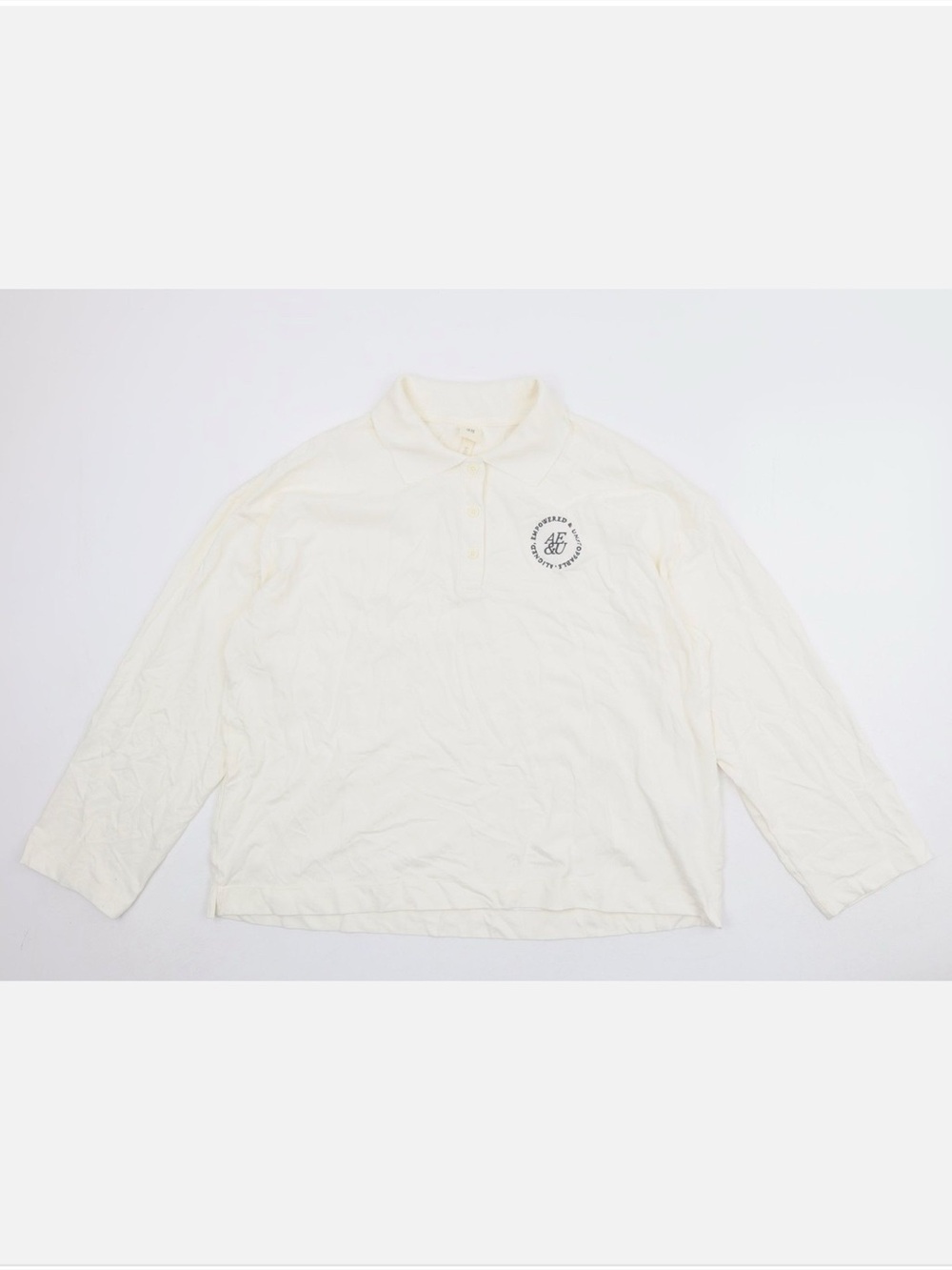 H&M Cotton Long Sleeve Polo Shirt with Embroidered Logo